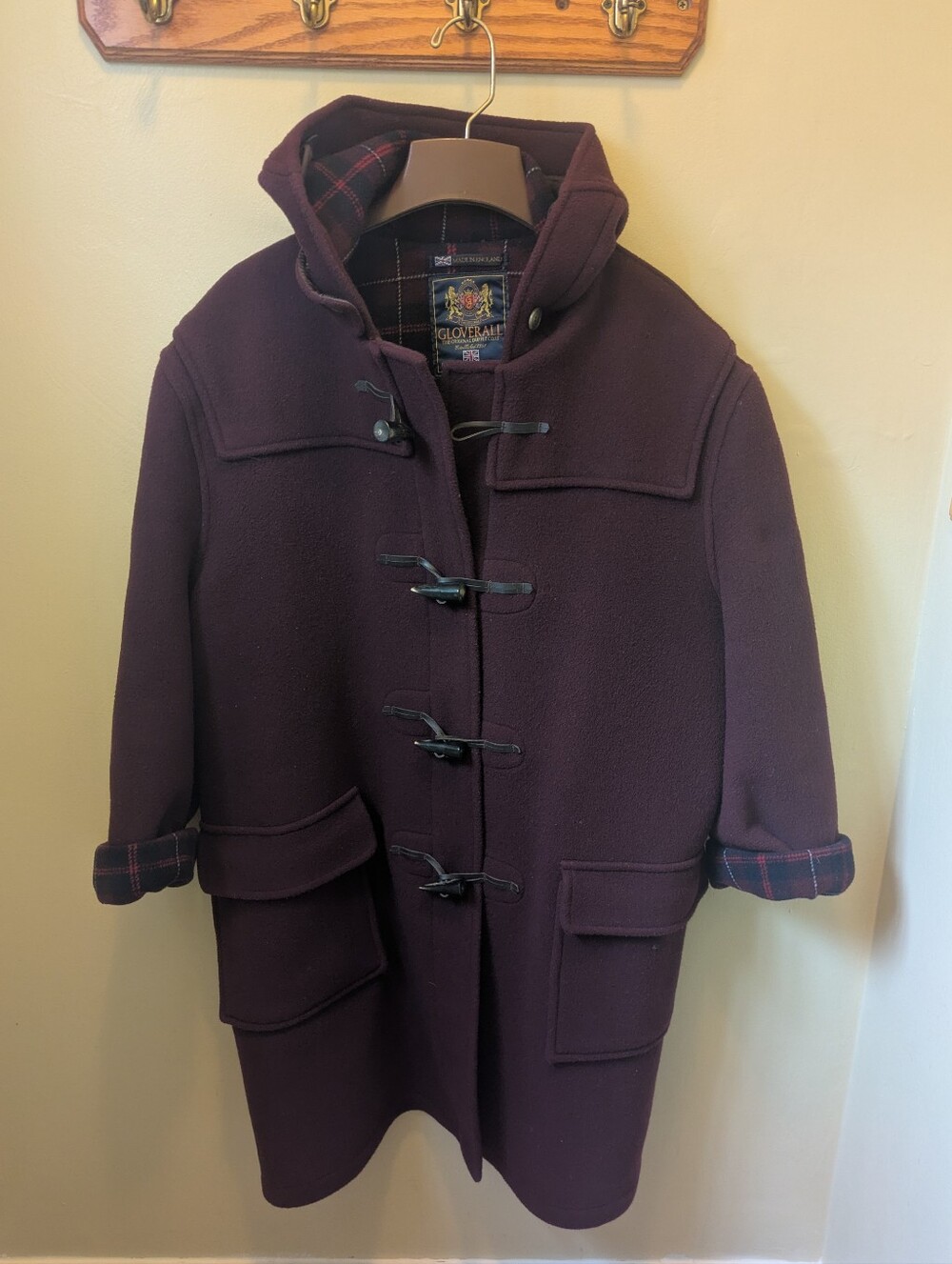 Classic Men’s Pea Coat Duffle in Deep Plum by Gloverall XL (46)
